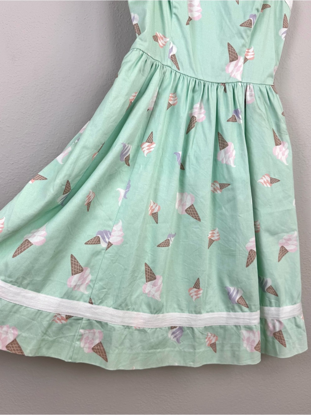 Bea & Dot ModCloth Sweetest Treat Ice Cream Cone Dress S Mint Green Pinup Retro - Picture 3 of 14